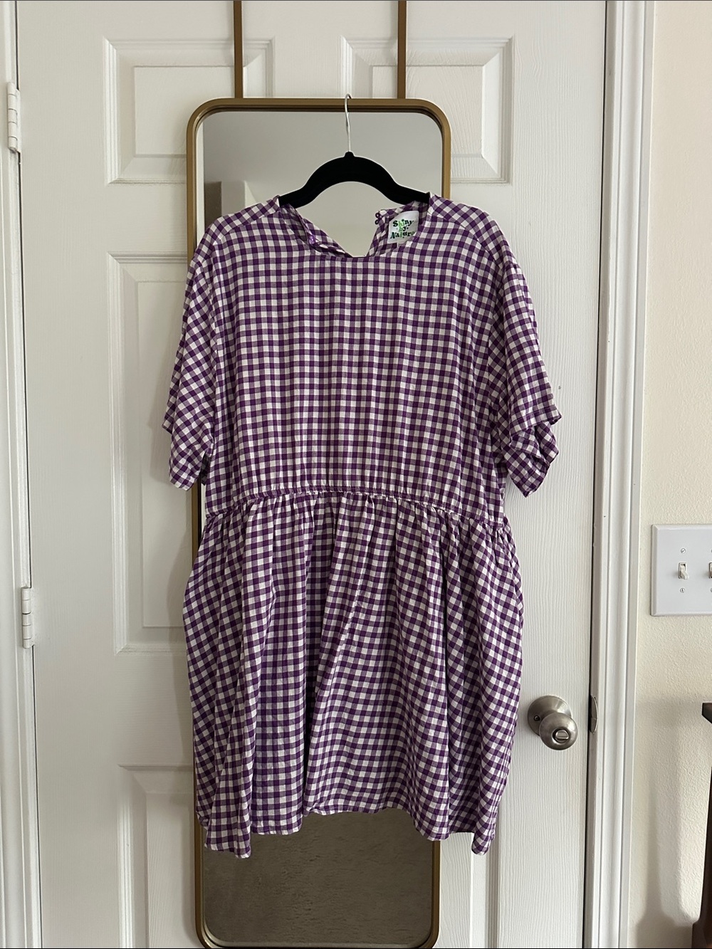 Purple Gingham Dress - Short Sleeve